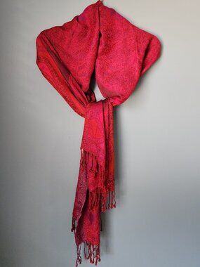 2/$15 Stunning Red and Purple Paisley Designed Oversized Scarf